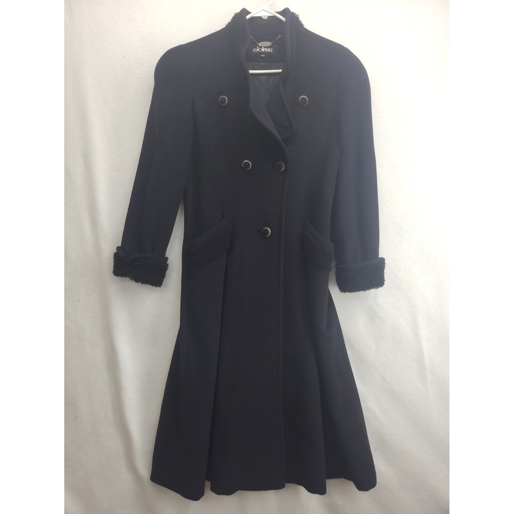 Long Wool Coat By Joinus Fleece Cuffs Collar and Pocket Flaps Sz 44